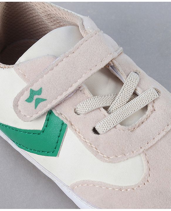 Cute Walk by Babyhug Booties with Velcro Closure & Tape Detailing - Khaki