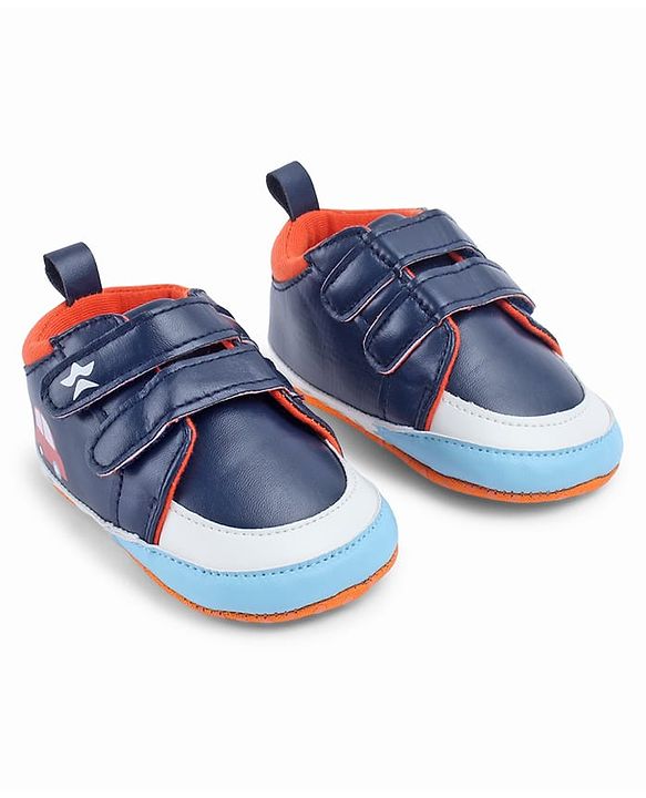 Cute Walk by Babyhug Velcro Closure Booties With Vehicle Print - Navy Blue