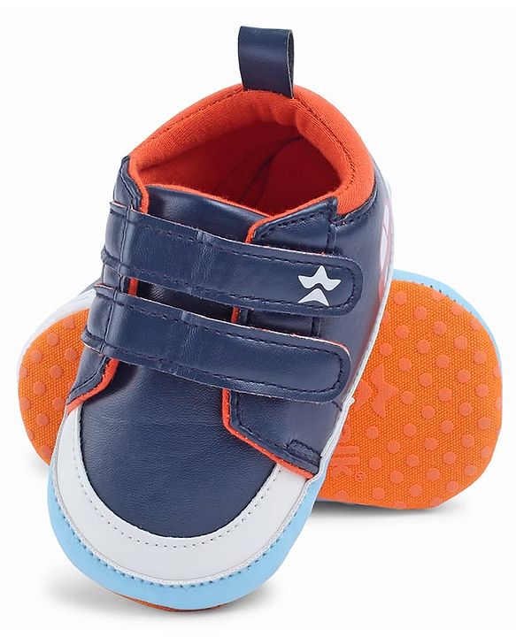 Cute Walk by Babyhug Velcro Closure Booties With Vehicle Print - Navy Blue
