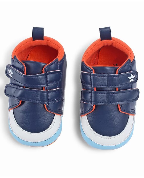 Cute Walk by Babyhug Velcro Closure Booties With Vehicle Print - Navy Blue