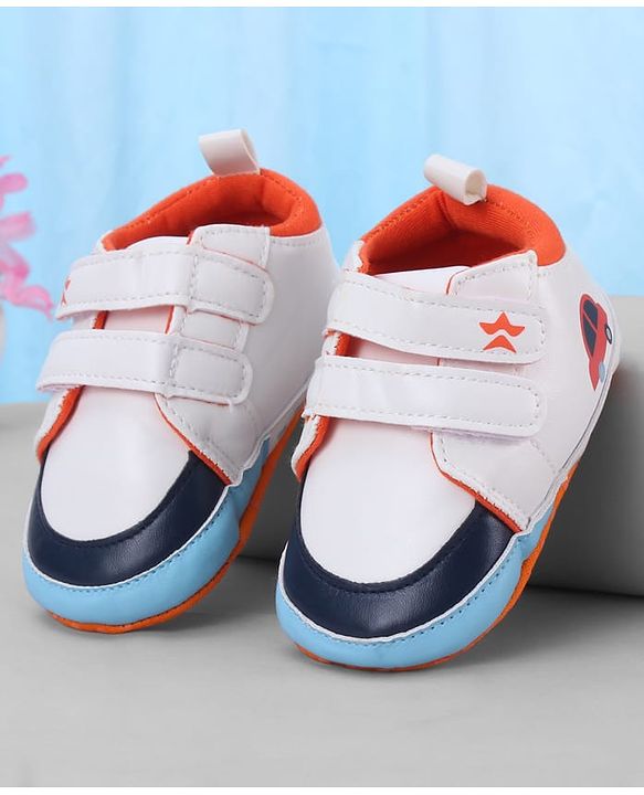 Cute Walk by Babyhug Velcro Closure Booties With Vehicle Print - Navy Blue
