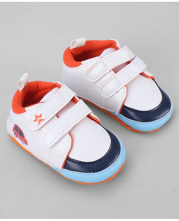 Cute Walk by Babyhug Velcro Closure Booties With Vehicle Print - Navy Blue