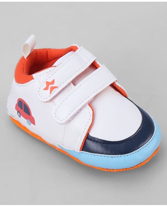 Cute Walk by Babyhug Velcro Closure Booties With Vehicle Print - Navy Blue