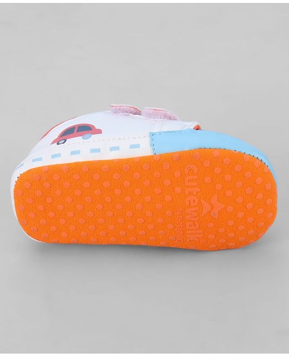 Cute Walk by Babyhug Velcro Closure Booties With Vehicle Print - Navy Blue