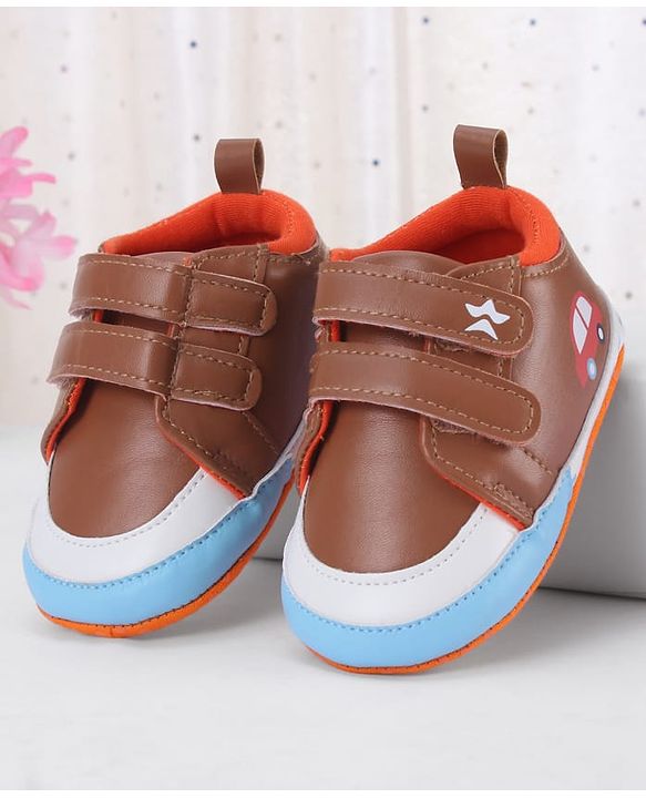 Cute Walk by Babyhug Velcro Closure Booties With Vehicle Print - Navy Blue