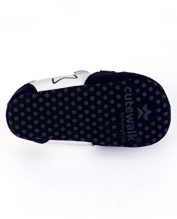 Cute Walk by Babyhug Slip On Booties with Star Print - Navy Blue