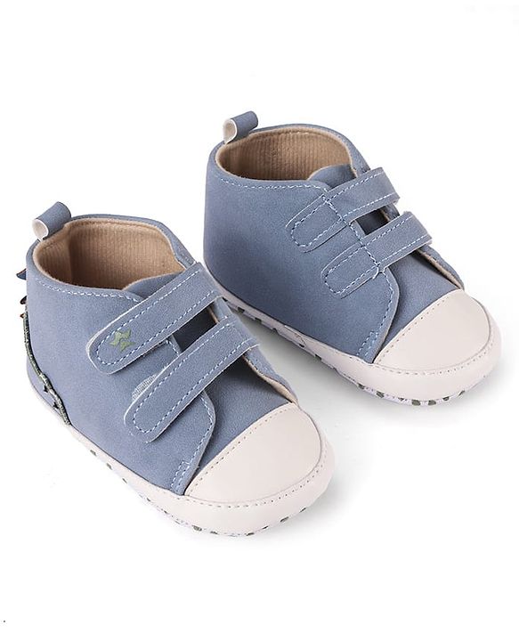 Cute Walk by Babyhug Velcro Closure Booties with Crocodile Applique - Light Blue