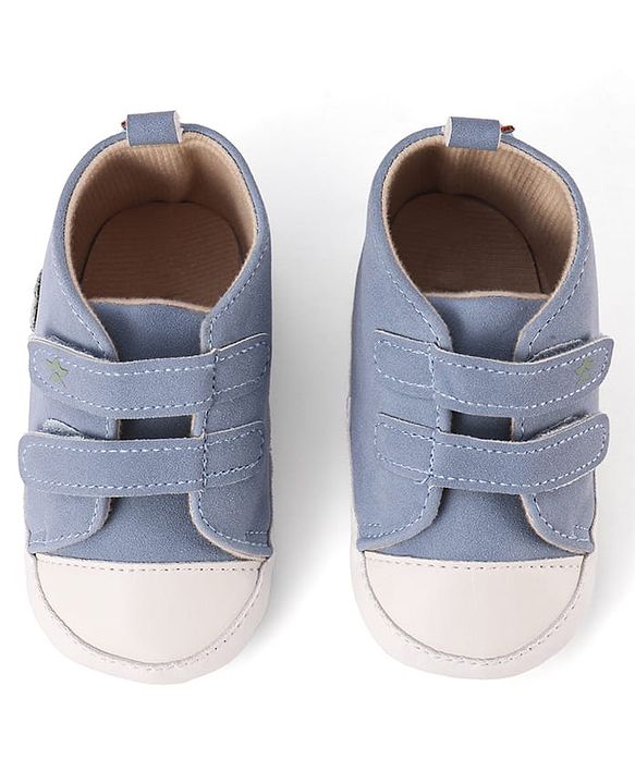 Cute Walk by Babyhug Velcro Closure Booties with Crocodile Applique - Light Blue