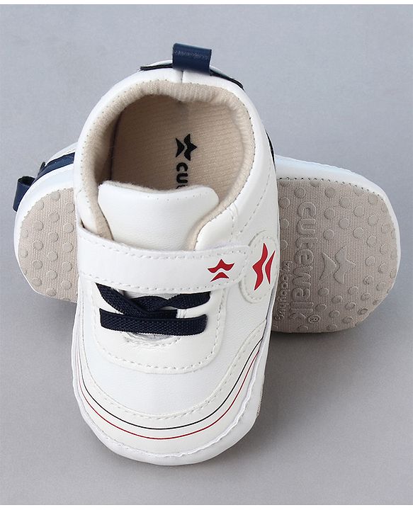 Cute Walk by Babyhug Velcro Closure Booties With Lace Detailing - White