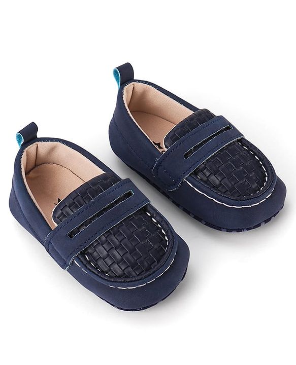 Cute Walk by Babyhug Slip On Solid Color Booties - Navy Blue