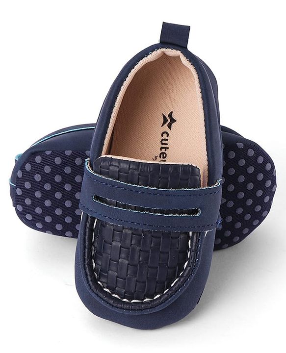 Cute Walk by Babyhug Slip On Solid Color Booties - Navy Blue