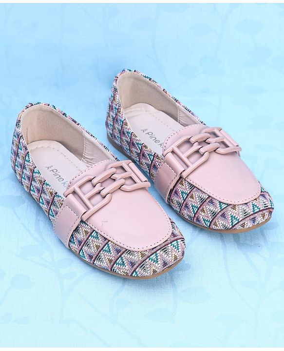 Pine Kids Slip On Ballerina with Applique with Monogram Print - Pink