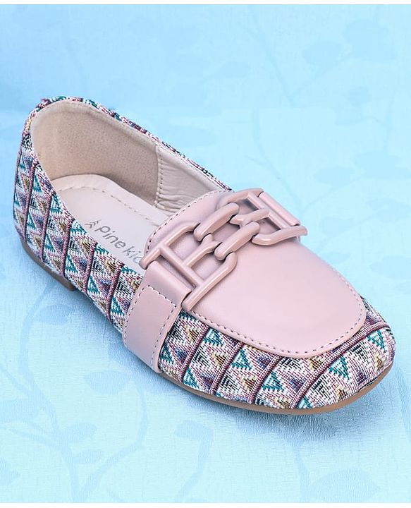 Pine Kids Slip On Ballerina with Applique with Monogram Print - Pink