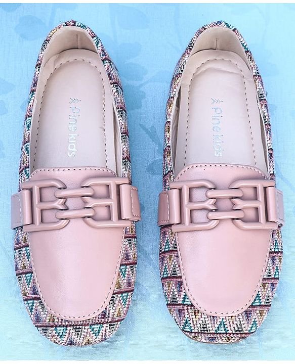 Pine Kids Slip On Ballerina with Applique with Monogram Print - Pink
