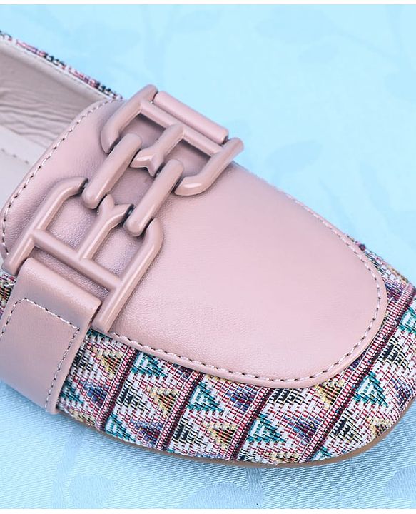 Pine Kids Slip On Ballerina with Applique with Monogram Print - Pink
