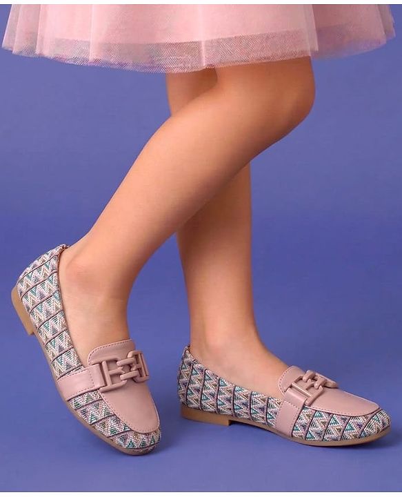 Pine Kids Slip On Ballerina with Applique with Monogram Print - Pink