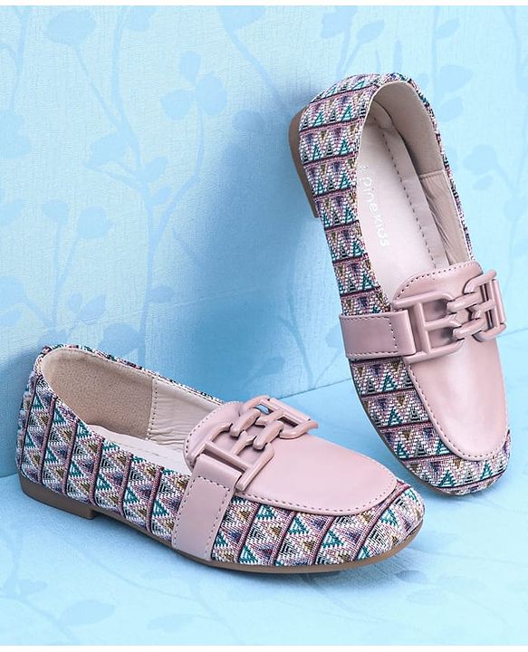 Pine Kids Slip On Ballerina with Applique with Monogram Print - Pink