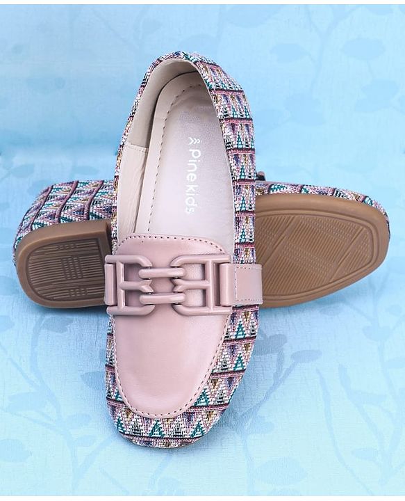 Pine Kids Slip On Ballerina with Applique with Monogram Print - Pink