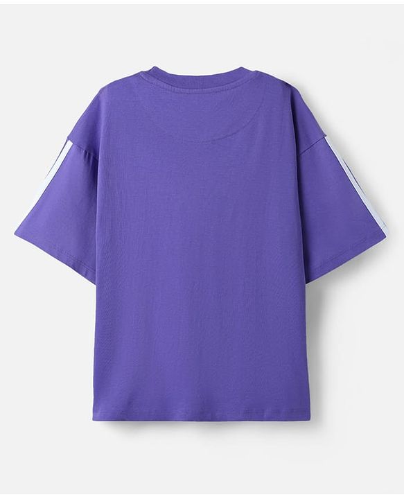 Pine Kids Marvel Single Jersey Knit Half Drop Shoulder Sleeves Oversized T-Shirt with Avengers Graphics - Purple