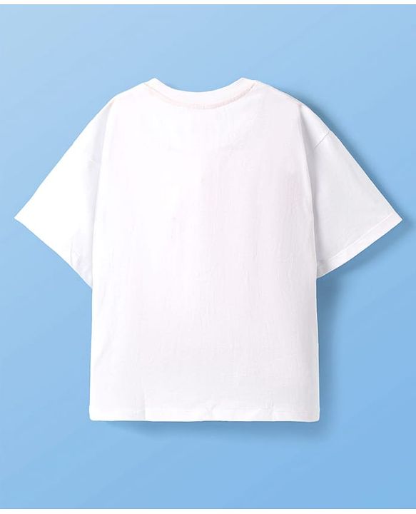 Pine Kids Marvel Single Jersey Knit Half Drop Shoulder Sleeves T-Shirt with Captain America Graphics & Pocket Detailing - White