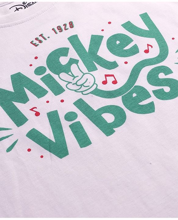 Pine Kids Disney Single Jersey Knit Half Sleeves Front & Back Mickey Mouse Graphics Shirt With T-Shirt - Green