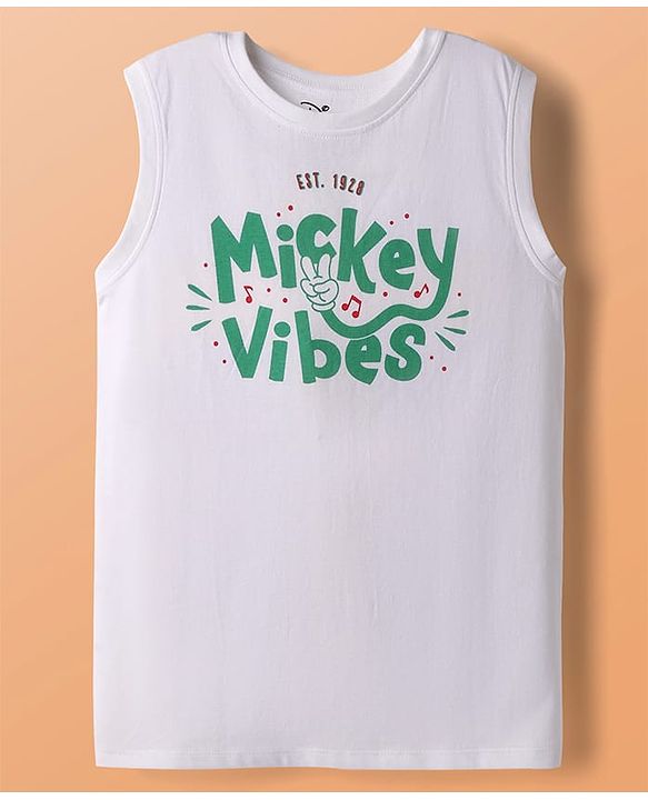 Pine Kids Disney Single Jersey Knit Half Sleeves Front & Back Mickey Mouse Graphics Shirt With T-Shirt - Green