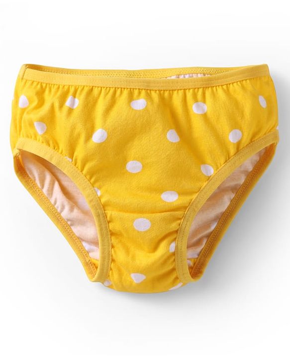 Babyhug 100% Cotton Knit Panties with Floral & Polka Dots Print Pack of 3 - Yellow Pink & White