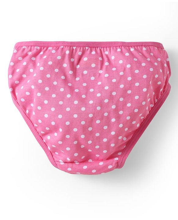 Babyhug 100% Cotton Knit Panties with Floral & Polka Dots Print Pack of 3 - Yellow Pink & White