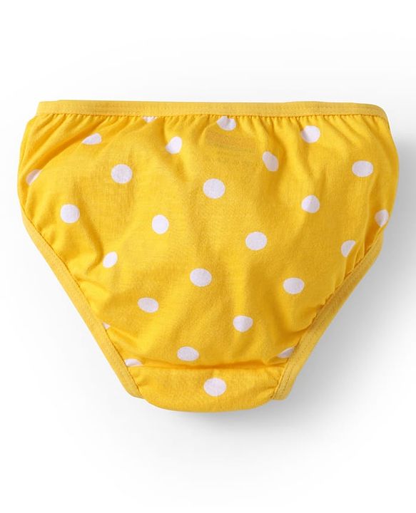Babyhug 100% Cotton Knit Panties with Floral & Polka Dots Print Pack of 3 - Yellow Pink & White