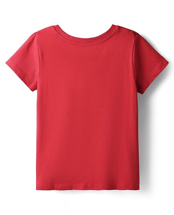 Pine Kids Cotton Knit Half Sleeves T-Shirt With Heart Print - Purple