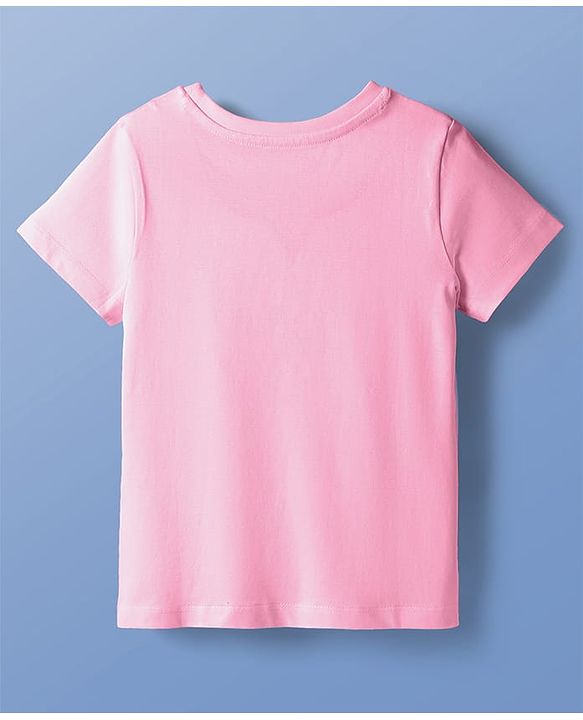 Pine Kids Cotton Knit Half Sleeves T-Shirt With Heart Print - Pink