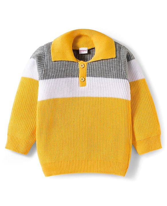 Babyhug Knit Full Sleeves Sweater Set - Mustard