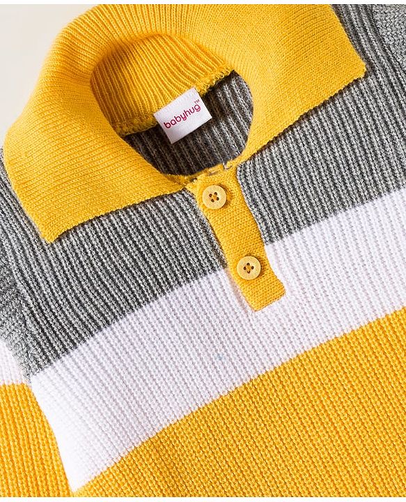 Babyhug Knit Full Sleeves Sweater Set - Mustard