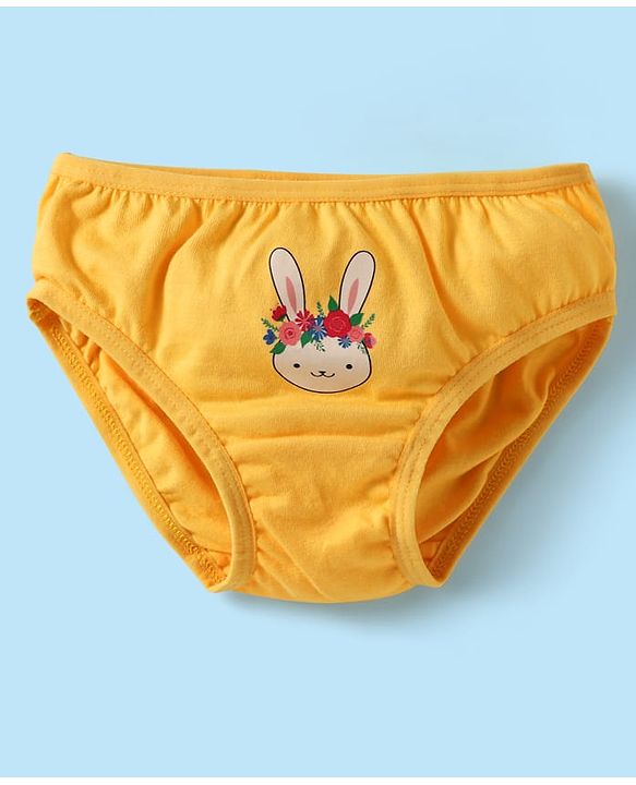 Babyhug 100% Cotton Panties With Floral & Animal Print Pack Of 3 - Dark Pink Yellow & White