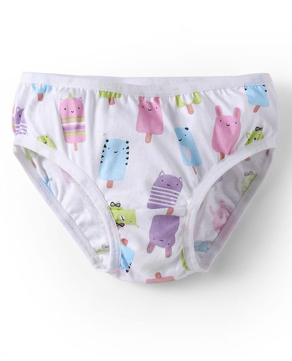 Babyhug 100% Cotton Knit Panties with Ice Cream & Polka Dots Print Pack of 3 - Light Green Pink & White