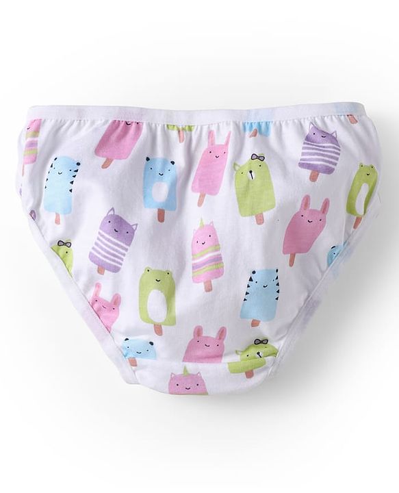 Babyhug 100% Cotton Knit Panties with Ice Cream & Polka Dots Print Pack of 3 - Light Green Pink & White