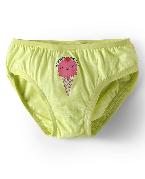 Babyhug 100% Cotton Knit Panties with Ice Cream & Polka Dots Print Pack of 3 - Light Green Pink & White