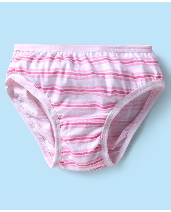 Babyhug 100% Cotton Single Jersey Knit Panties With Stripes & Floral Print Pack Of 3 - Lime & Pink
