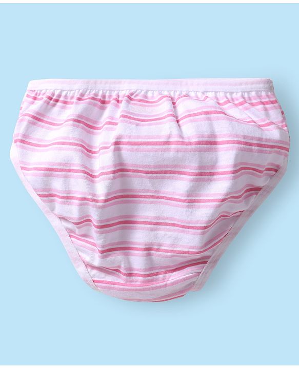 Babyhug 100% Cotton Single Jersey Knit Panties With Stripes & Floral Print Pack Of 3 - Lime & Pink