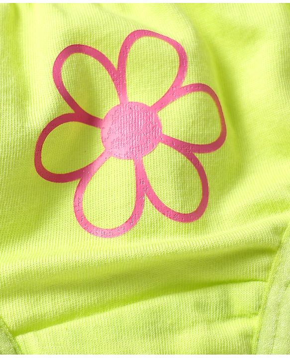 Babyhug 100% Cotton Single Jersey Knit Panties With Stripes & Floral Print Pack Of 3 - Lime & Pink
