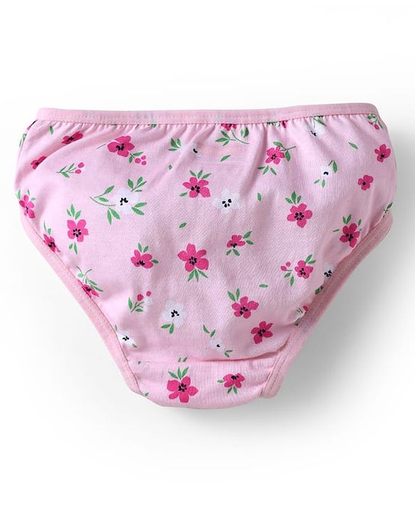 Babyhug 100% Cotton Knit Striped Panties with Floral &  Duck Print Pack of 3 - Pink & White