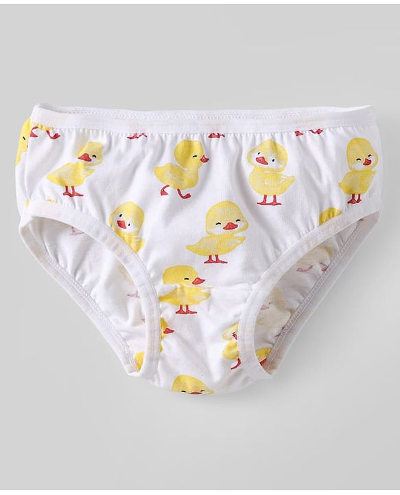 Babyhug 100% Cotton Knit Striped Panties with Floral &  Duck Print Pack of 3 - Pink & White