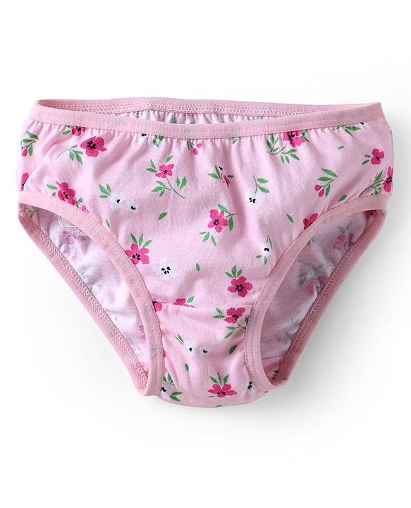 Babyhug 100% Cotton Knit Striped Panties with Floral &  Duck Print Pack of 3 - Pink & White