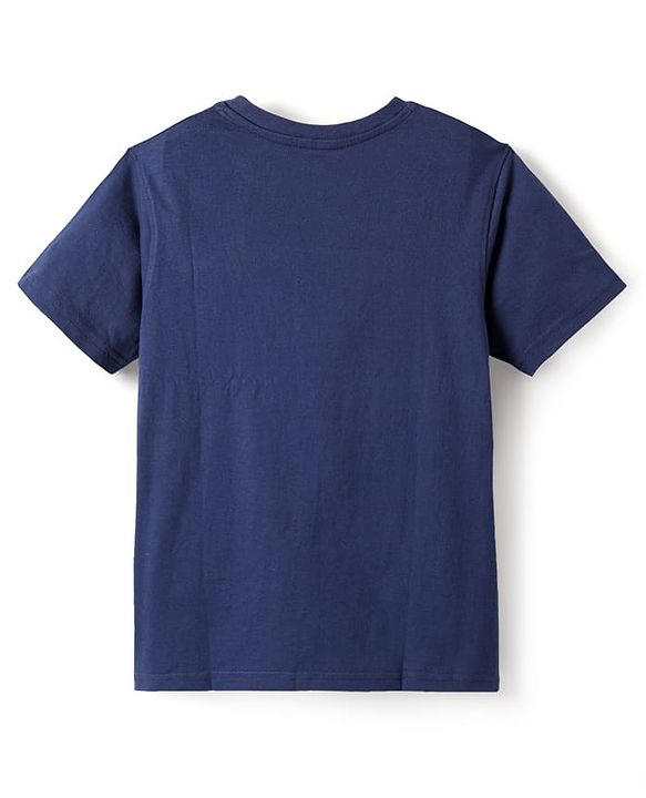 Pine Kids Cotton Knit Half Sleeves Solid Color T-Shirt - Navy Blue