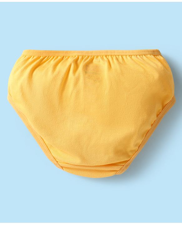 Babyhug 100% Cotton Single Jersey Knit Panties With Polka Dots & Star Print Pack Of 3 - Navy Blue Yellow & White