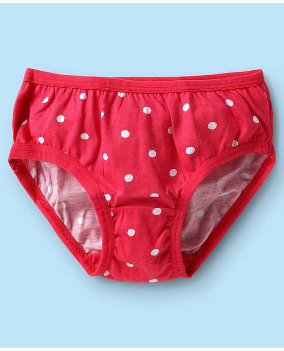 Babyhug 100% Cotton Single Jersey Knit Panties With Polka Dots & Tropical Theme Print Pack Of 3 - White Yellow & Red