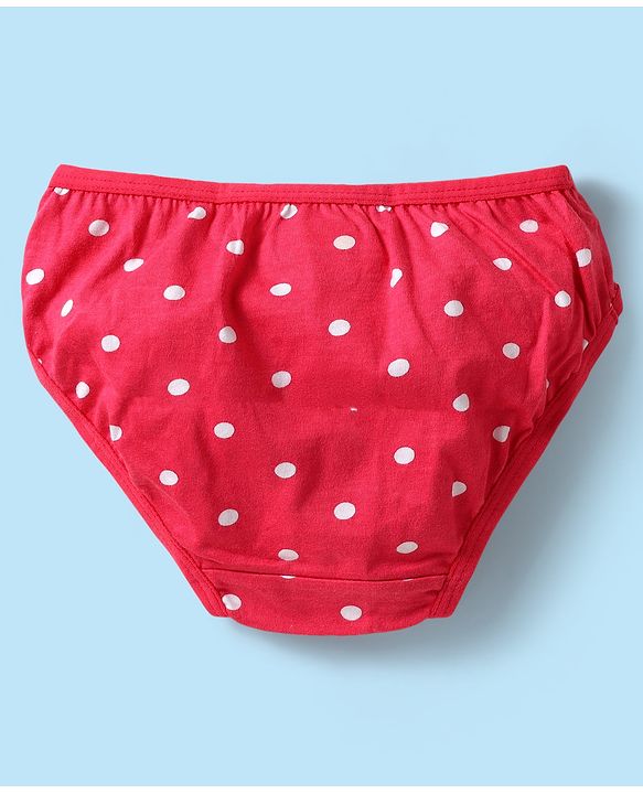 Babyhug 100% Cotton Single Jersey Knit Panties With Polka Dots & Tropical Theme Print Pack Of 3 - White Yellow & Red