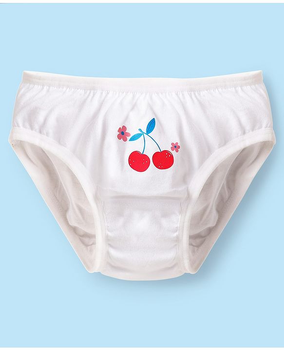 Babyhug 100% Cotton Single Jersey Knit Panties With Polka Dots & Tropical Theme Print Pack Of 3 - White Yellow & Red