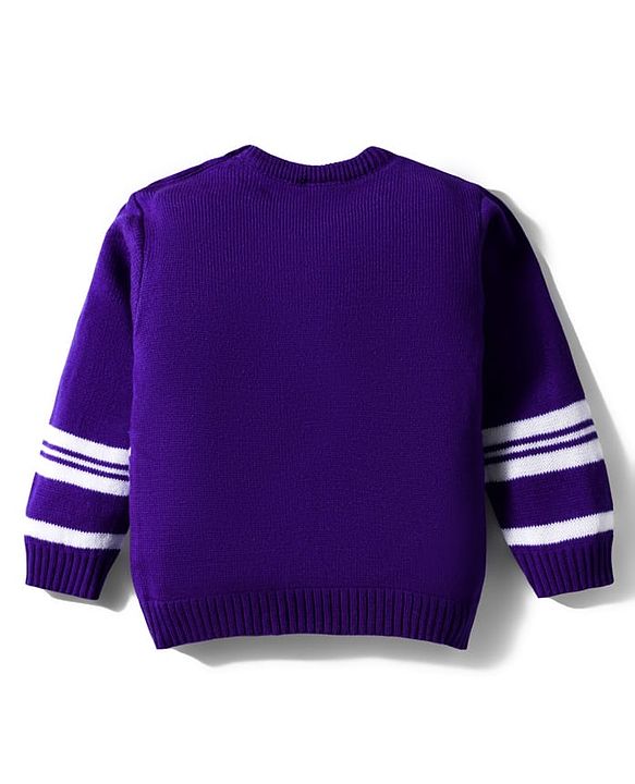 Babyhug Knit Full Sleeves Sweater Set with Fair Isle Design - Purple