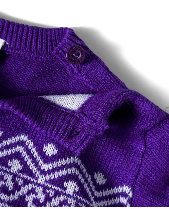 Babyhug Knit Full Sleeves Sweater Set with Fair Isle Design - Purple
